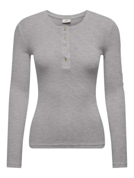 JDY SUMA RIB L/S WOOLBLEND PLCK TOP,Ull-& viskosetopp, Light Grey Melange
