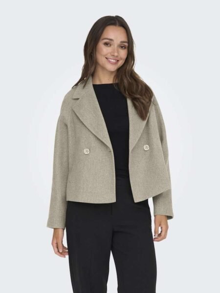 JDY VIOLA LIFE SHORT JACKET OTW HAB, Jakke,Kort Kåpe, Nature MELANGE WITH WHITE