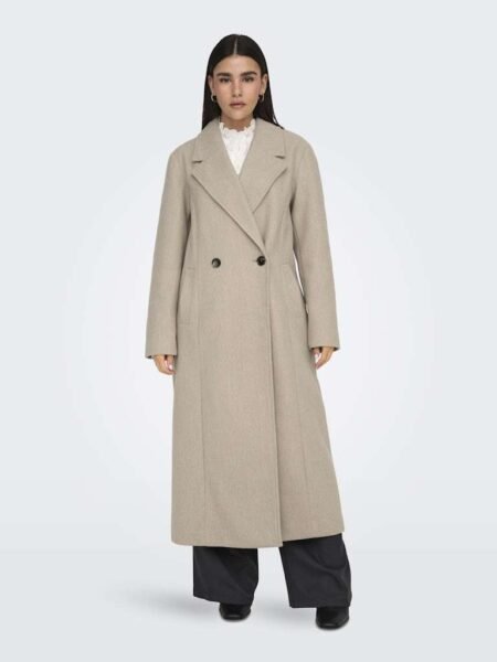 JDY VIOLA LIFE X-LONG COAT OTW HAB, Lang Kåpe, Nature MELANGE, Beige