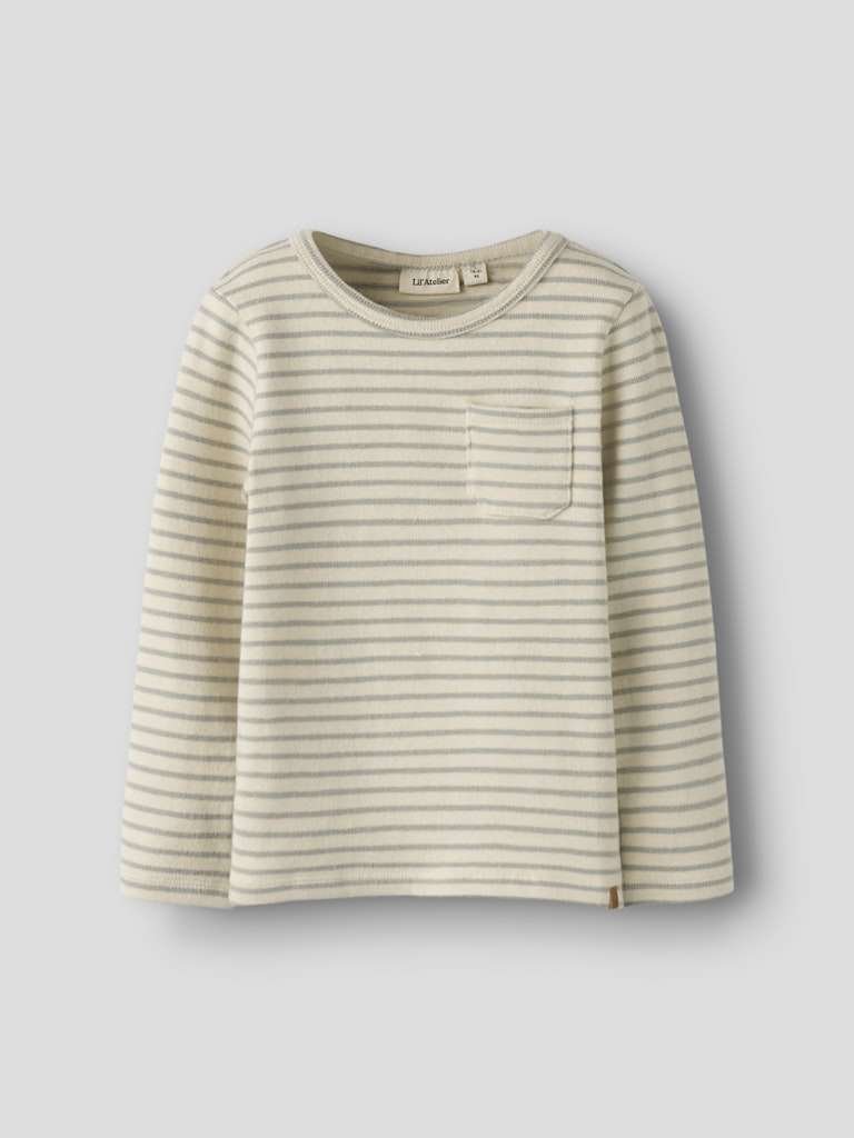 LIL ATELIER, THORO JEN LS SLIM TOP, Genser, Turtledove,Pigeon/Gråblå, Stripet - Bilde 2