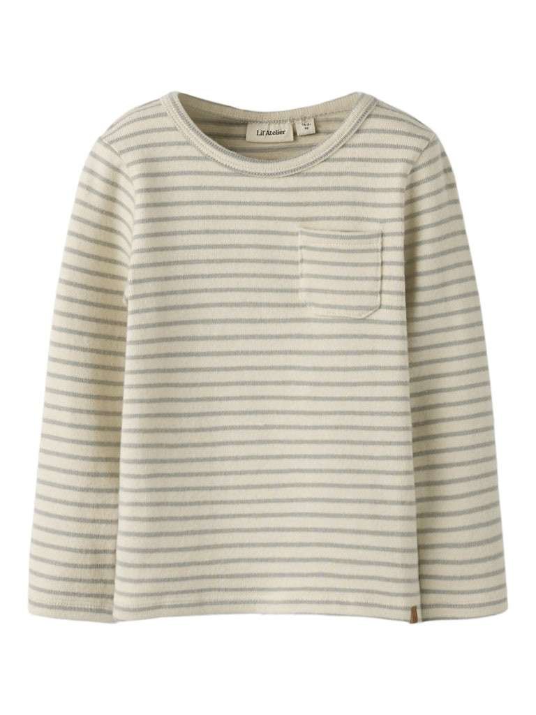 LIL ATELIER, THORO JEN LS SLIM TOP, Genser, Turtledove,Pigeon/Gråblå, Stripet