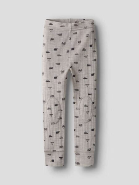 NAME IT, WANG WOOL NEEDLE LONGJOHN NOOS,- Ullongs i 100% merinoull, Grå/Nacreous Cloud Small cars