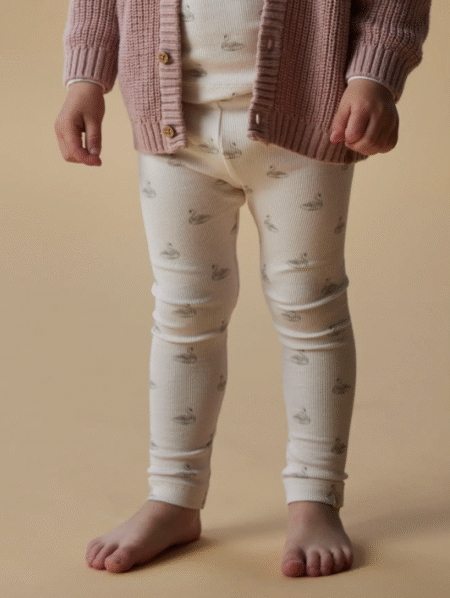 LIL ATELIER, GAVO EFI SLIM LEGGING, Pastel Parchment SWAN, Svaner