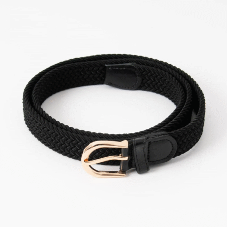 Rosenvinge, Smalt flettet strikkbelte, gull - svart (722101)