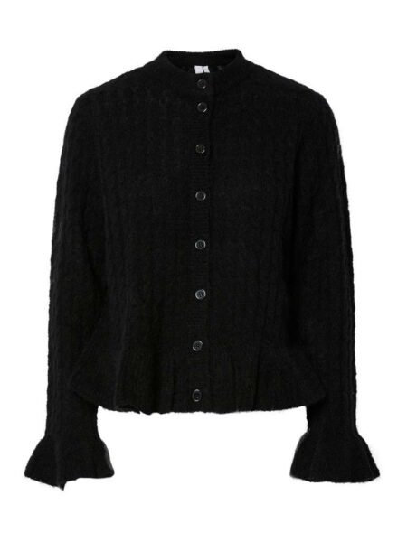 YAS NUMA LS KNIT CARDIGAN, Strikket cardigan, Ullblanding, Black