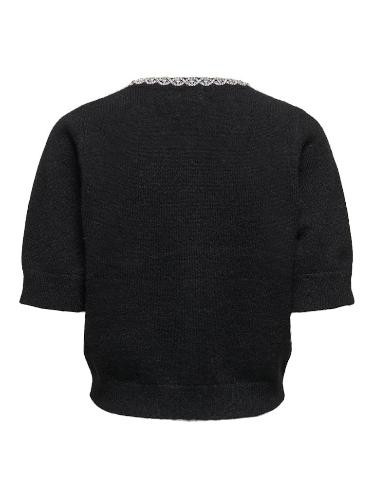 JDY ALVA LIFE 2/4 EMBEL CARDIGAN KNT NOOS, Black SILVER EMBELLISHMENT, Svart Med Strass - Bilde 3