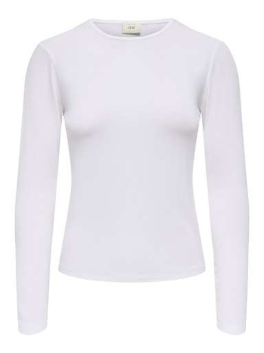 JDY MILA L/S O-NECK TOP JRS NOOS- Viskosetrøye, White - Bilde 3