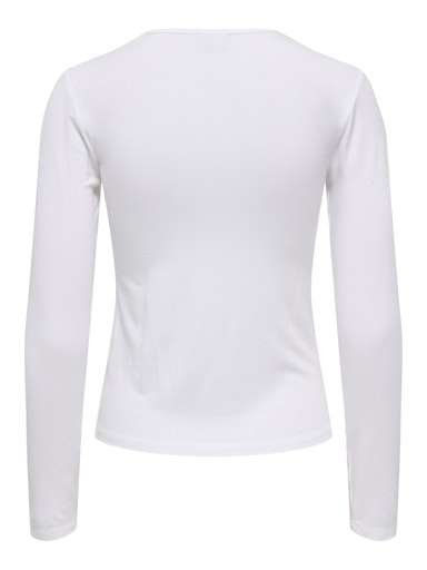 JDY MILA L/S O-NECK TOP JRS NOOS- Viskosetrøye, White - Bilde 5