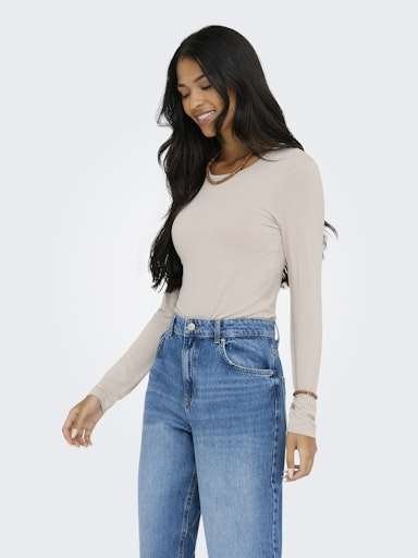 JDY MILA L/S O-NECK TOP JRS NOOS- Viskosetrøye, Chateau Gray - Bilde 4