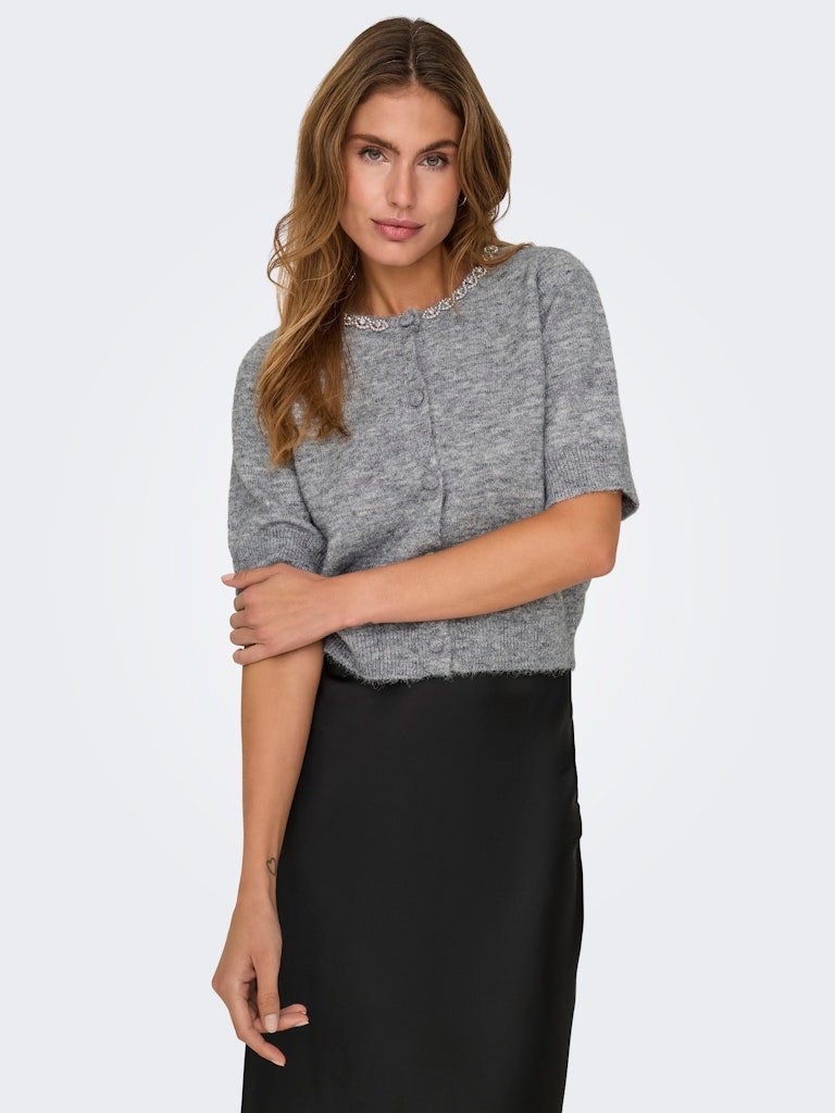 JDY ALVA LIFE 2/4 EMBEL CARDIGAN KNT NOOS, Medium Grey Melange SILVER EMBELLISHMENT - Bilde 3