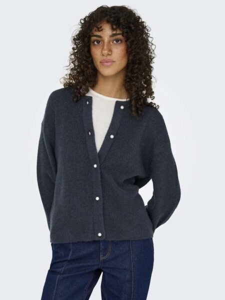 JDY LUMI LIFE L/S BUTTON CARDIGAN KNT, Total Eclipse MELANGE