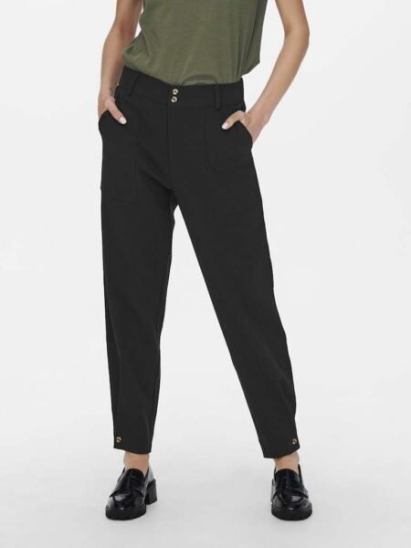 JDY PEN MW ANKEL PANT WVN, BUKSE, Black/Svart
