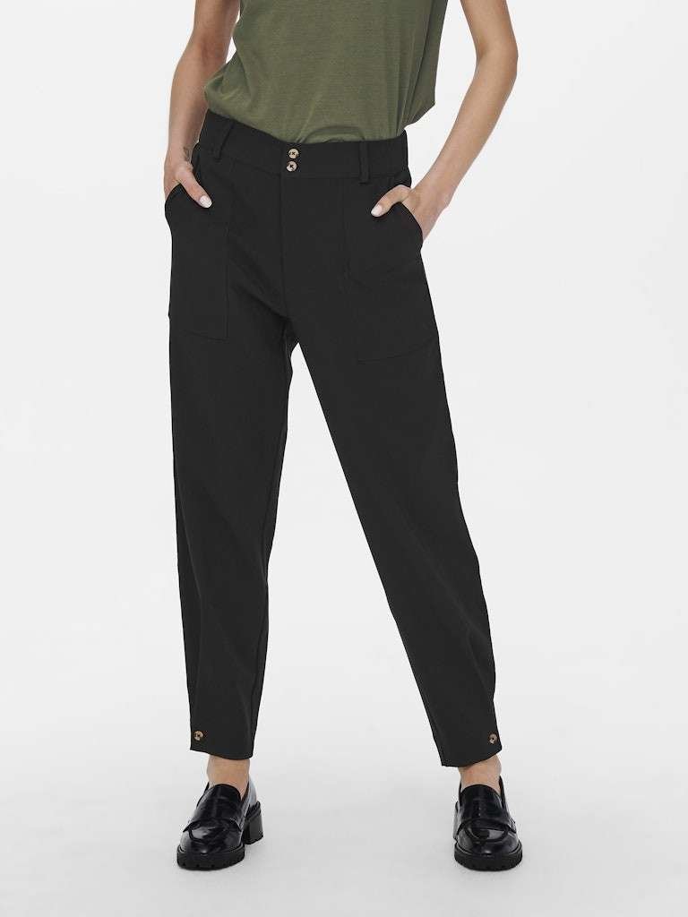 JDY PEN MW ANKEL PANT WVN, BUKSE, Black/Svart