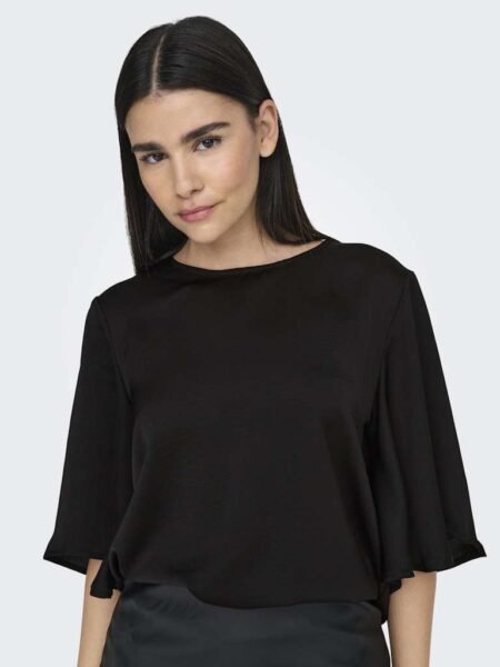 JDY URBA 2/4 TOP WVN, TOPP, BLUSE, Black/Svart