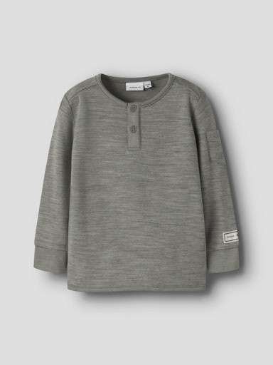 NAME IT WYLA WO/VI LS TOP- Merinoull/ Viskose Genser, Dried Sage / Dus Grønn
