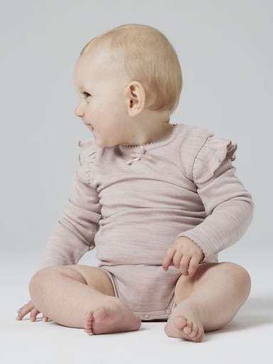 NAME IT WYLA WO/VI LS BODY- Merinoull/ Viskose Body, Shadow Gray/ Dus Rosa