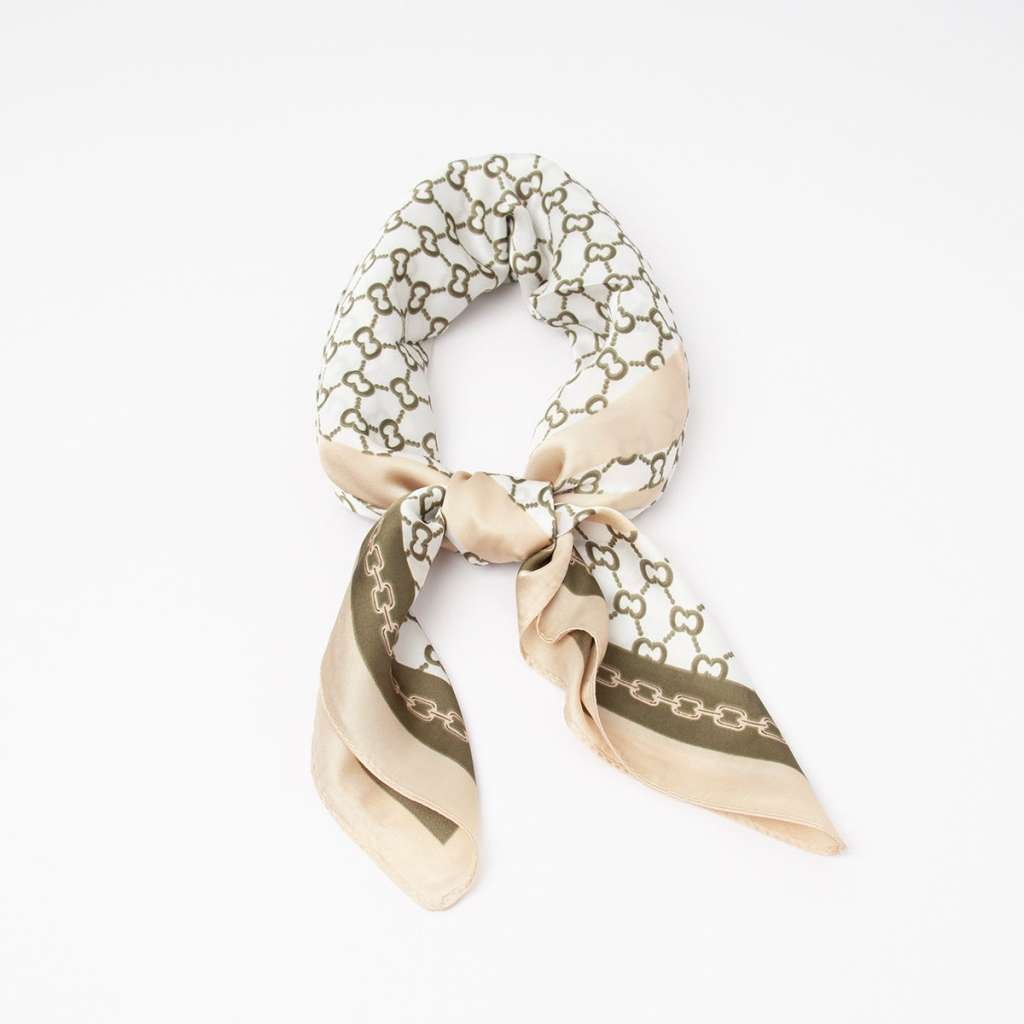 Rosenvinge Lite skjerf småmønstret , Beige/Grønn/Hvit