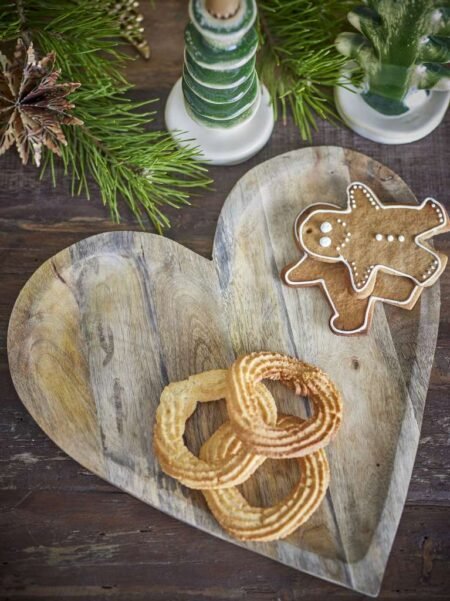 Bloomingville, Lotuz Fat, Natur, FSC 100%® Mangotre, Serveringsfat, hjerte