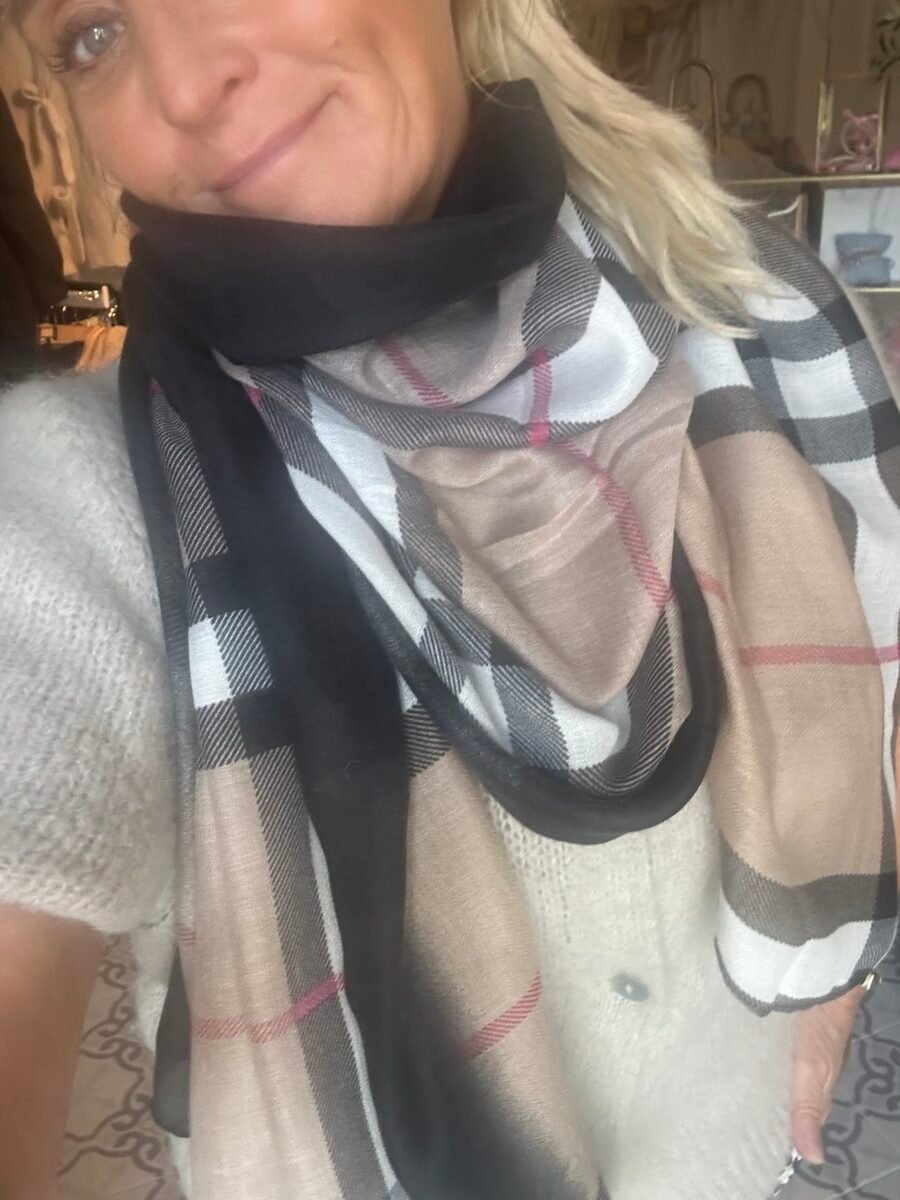 Rosenvinge Skjerf, BURBERRY-look skjerf - svart - Bilde 2