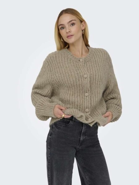 JDY ADELA L/S BUTTON CARDIGAN KNT- Strikket Cardigan , Beige MELANGE