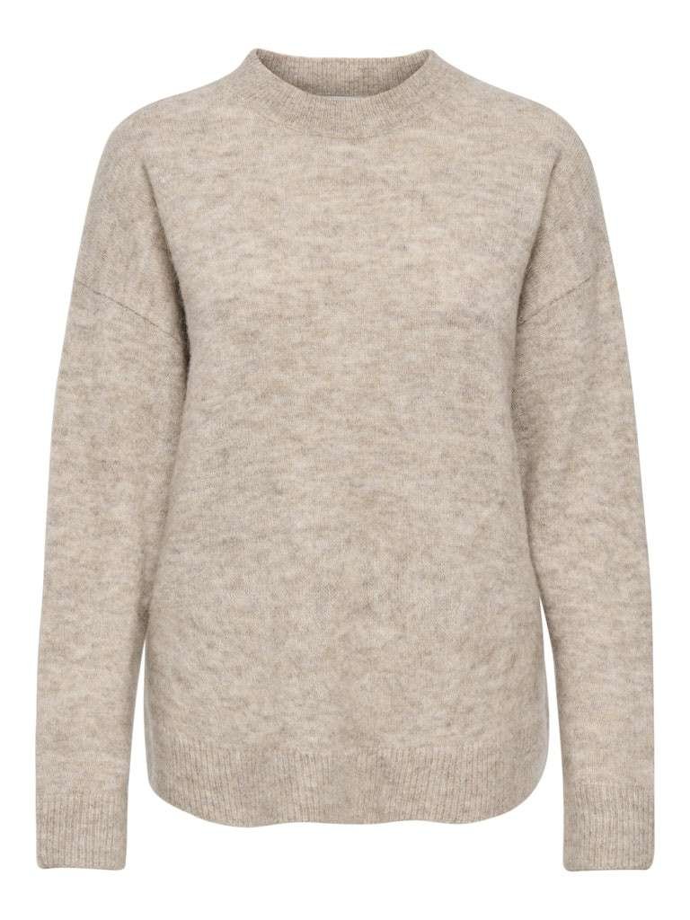 JDY LUNA L/S O-NECK PULLOVER KNT,Strikkegenser,Ullgenser, Beige MELANGE