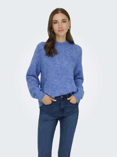 JDY ZOEY LIFE L/S HN RAGLAN PUL KNT, Strikkegenser, Ebb And Flow MELANGE, Blå