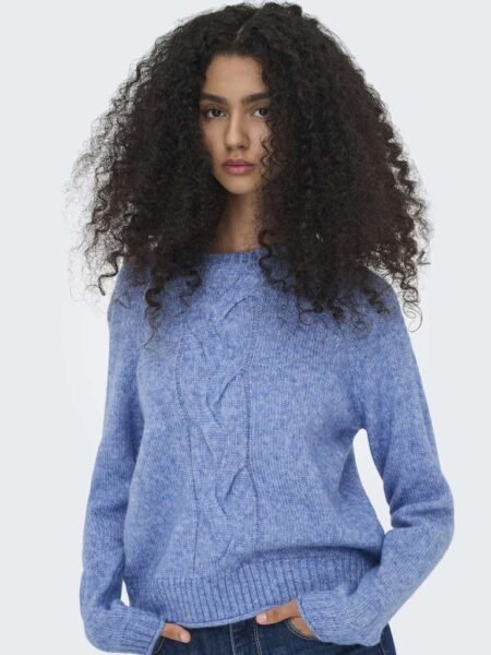 JDY SUSANNA L/S O-NECK RAGLAN PULL KNT,Strikkegenser, Ebb And Flow MELANGE, Blå