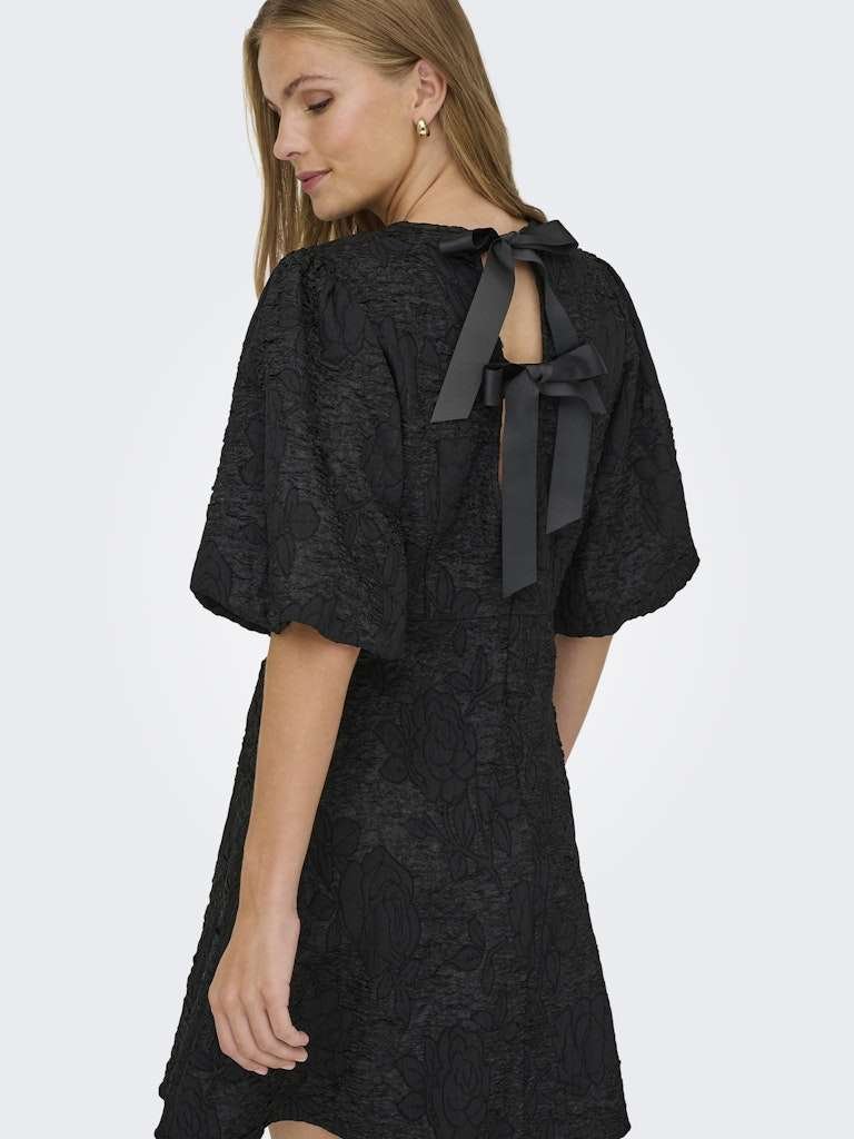 JDY DORA S/S BOW DRESS WVN- Kjole, Black/ Sort - Bilde 5