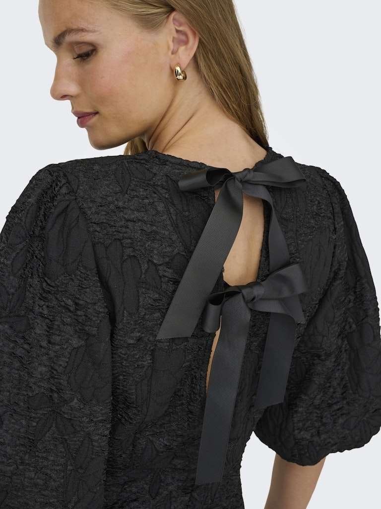 JDY DORA S/S BOW DRESS WVN- Kjole, Black/ Sort - Bilde 3