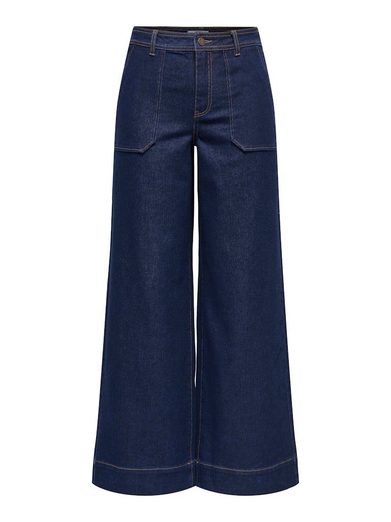 JDY VANNII HIGHWAIST WIDE DNM JEANS, BUKSE, Dark Blue Denim - Bilde 2