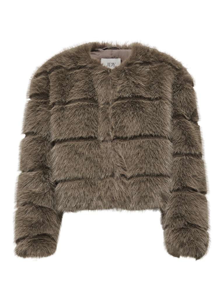 JDY OFELIA FAUX FUR JACKET- Jakke I Fuskepels, OTW SIE, Shitake- Dempet Brun - Bilde 8