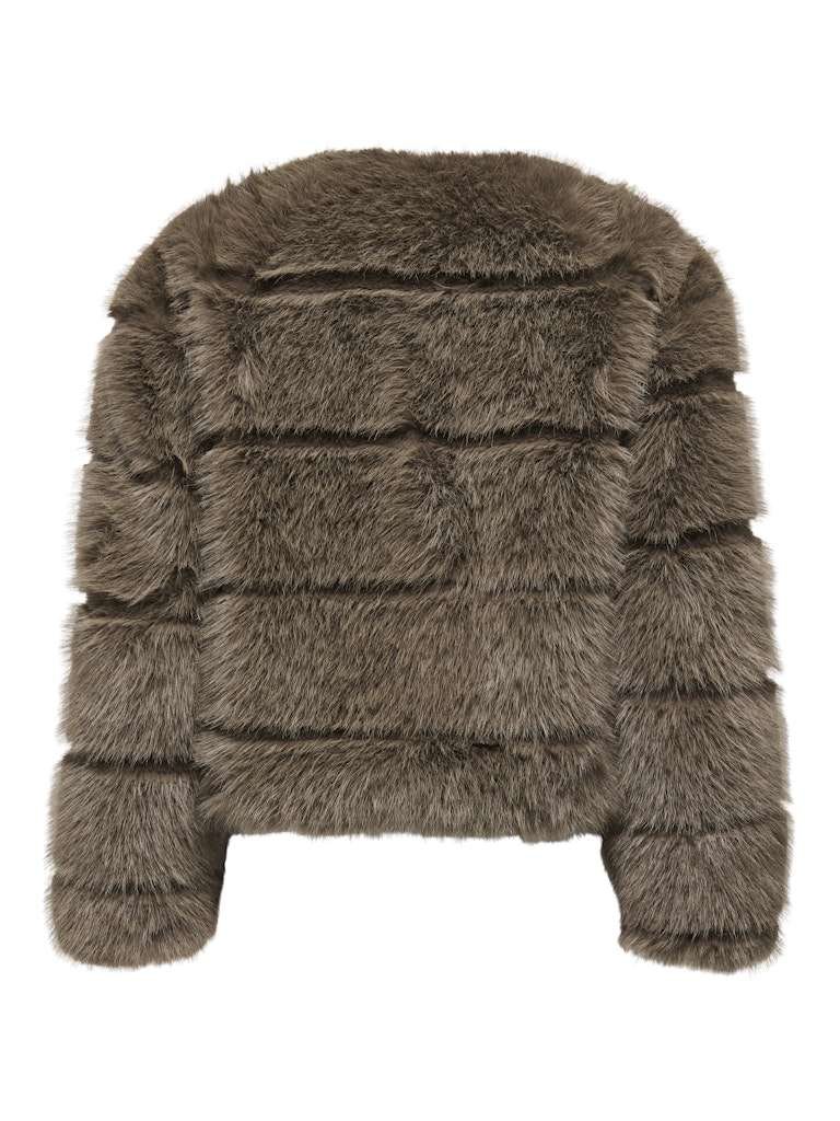 JDY OFELIA FAUX FUR JACKET- Jakke I Fuskepels, OTW SIE, Shitake- Dempet Brun - Bilde 7