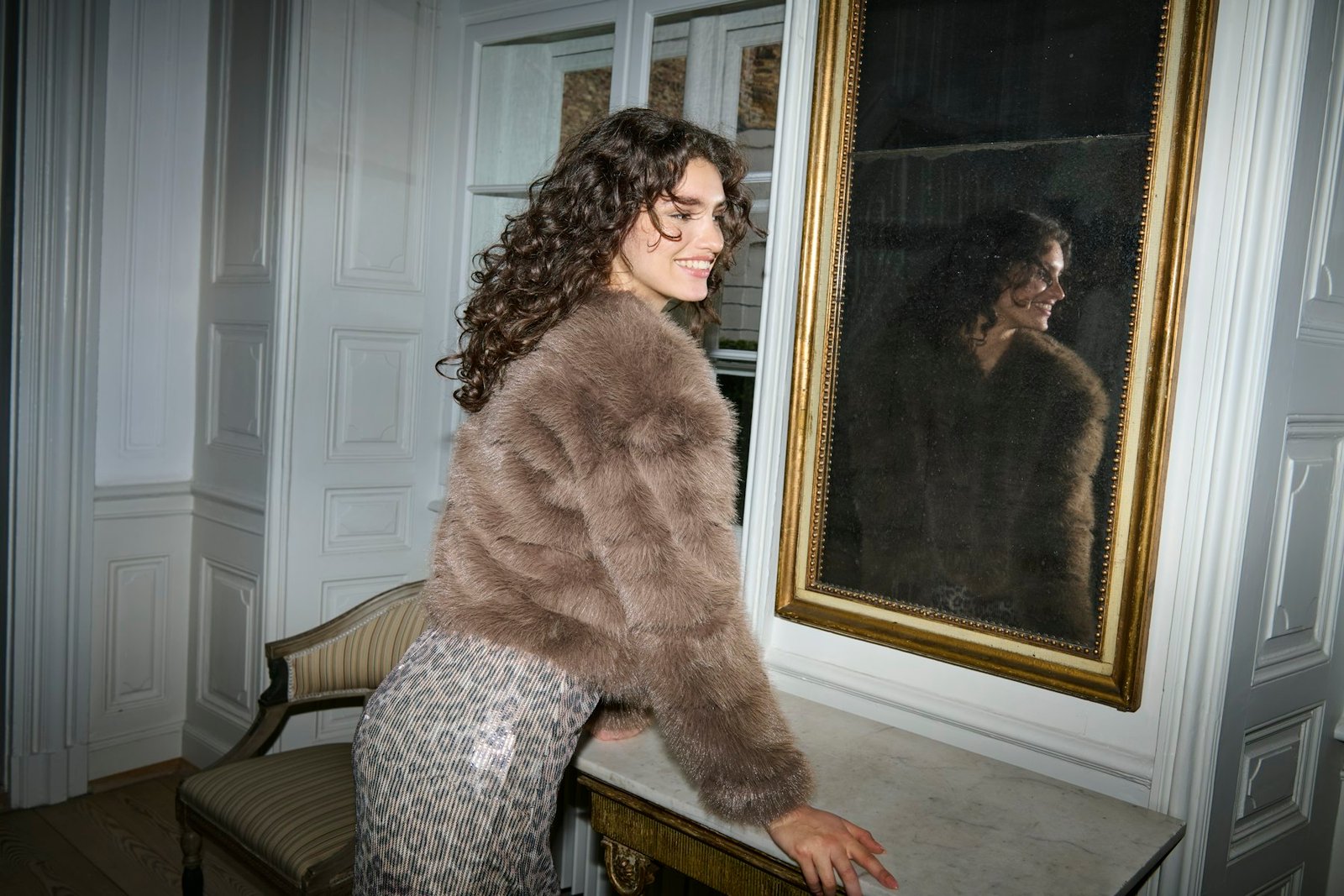 JDY OFELIA FAUX FUR JACKET- Jakke I Fuskepels, OTW SIE, Shitake- Dempet Brun - Bilde 2