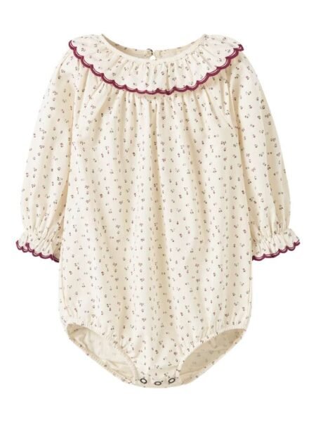 LIL ATELIER, RASIA LS LOOSE BODY SHIRT, Romper,Turtledove RED DAHLIA