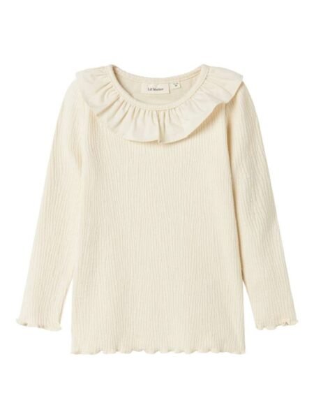 LIL’ ATELIE, OLINE LS SLIM TOP LIL, Genser, Birch/Off White