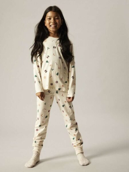 NAME IT, VISMAS LS NIGHTSET, JULEPYSJ, UNISEX, BARN STR.116-152, Whitecap Gray Xmas AOP