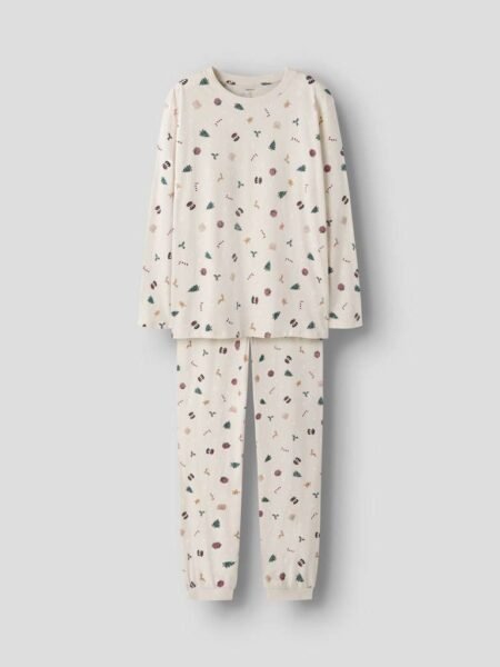 NAME IT, VISMAS LS NIGHTSET, JULEPYSJ, UNISEX ,VOKSEN, Whitecap Gray Xmas AOP