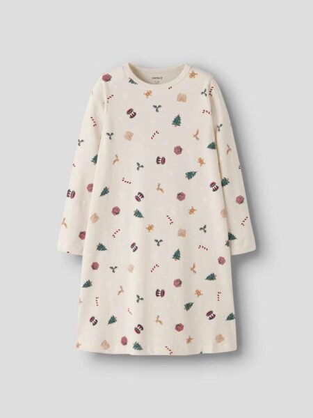 NAME IT, VISMAS LS NIGHTGOWN, JULEPYSJ, NATTKJOLE, BARN STR.98-128, Whitecap Gray Xmas AOP