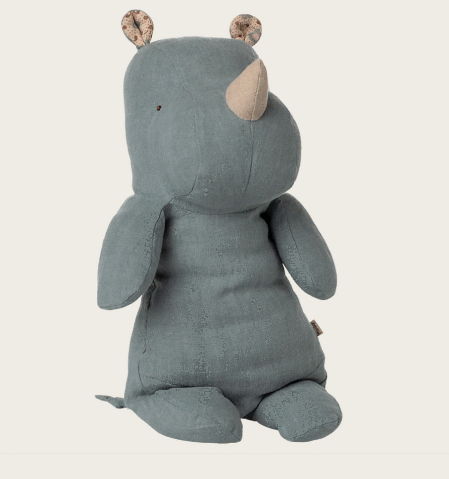 Maileg Safari friends, Rhino, Medium- Nesehorn - Dusty Blue - Bilde 2