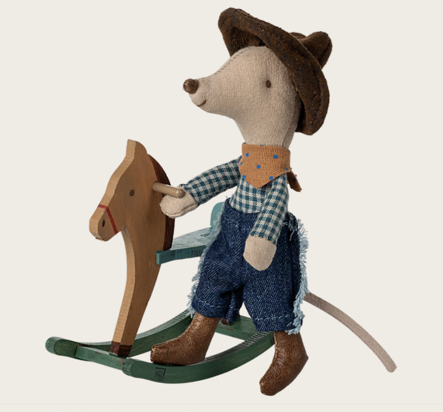 Maileg Cowboy Mus På Gyngehest , Lillebror - Bilde 2