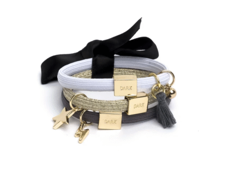 Dark Department Hair Ties 3 pk Charm Combo- 3pk Hårstrikk Med Charms, Grey W/ Gold
