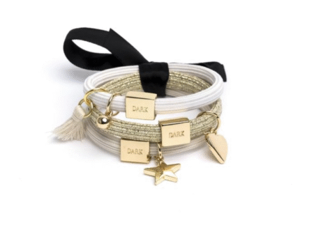 Dark Department Hair Ties 3 pk Charm Combo- 3pk Hårstrikk Med Charms, Sand W/ Gold