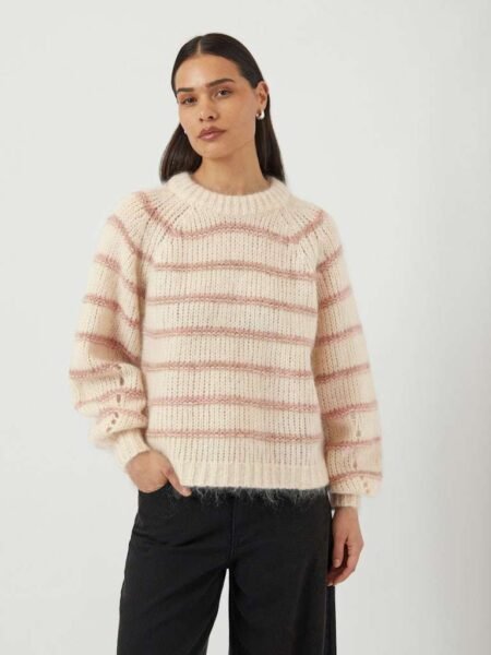 YAS CHIMA LS WOOL BLEND KNIT PULLOVER, STRIKKEGENSER, Birch ORCHID PINK/SEPIA TINT