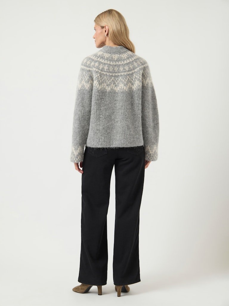 YAS, LIRI LS WOOL BLEND KNIT PULLOVER, STRIKKEGENSER, Medium Grey Melange Birch - Bilde 4
