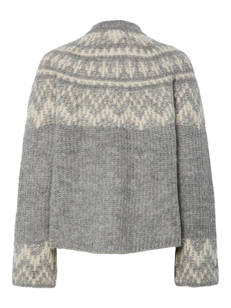 YAS, LIRI LS WOOL BLEND KNIT PULLOVER, STRIKKEGENSER, Medium Grey Melange Birch - Bilde 6