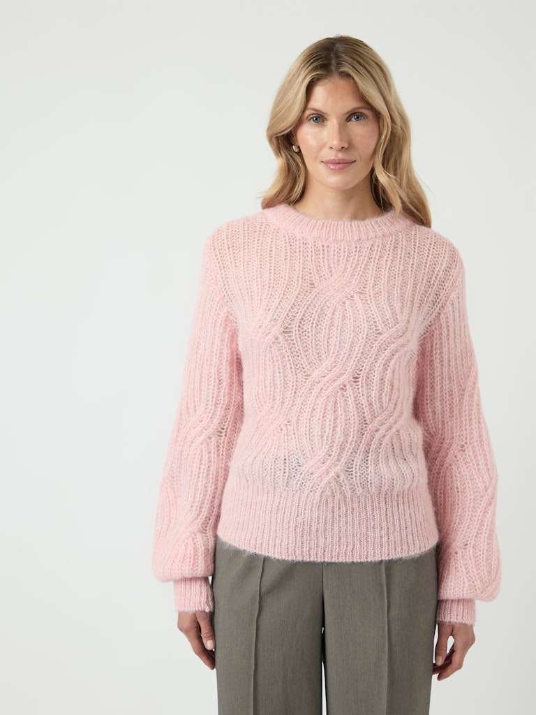 YAS ZUMA LS WOOL BLEND KNIT PULLOVER, Ullgenser,Orchid Pink, Rosa - Bilde 3