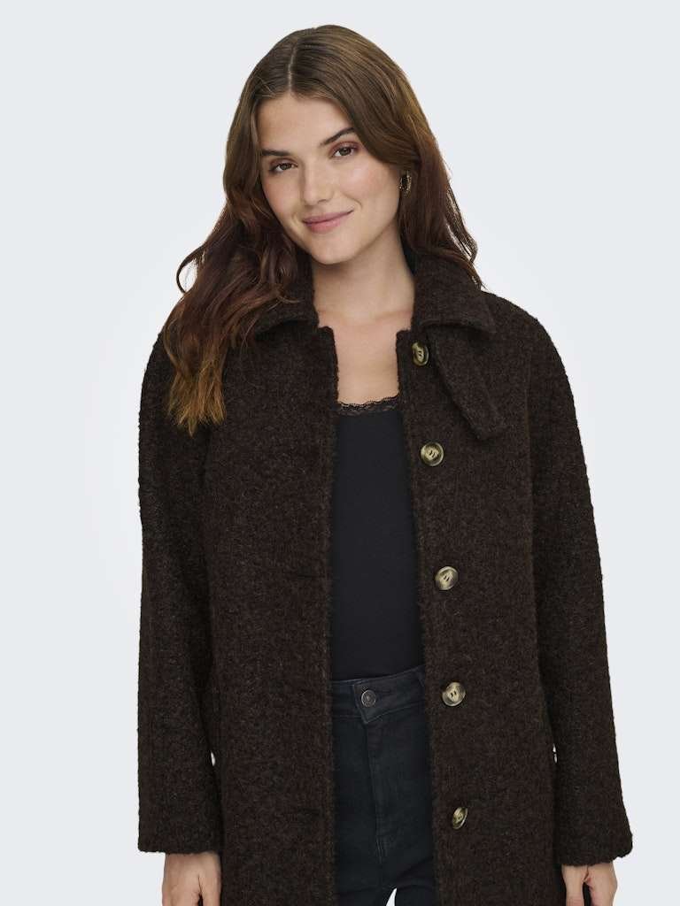 JDY NEVADA BOUCLE BELT COAT, Kåpe, Jakke,Chocolate Torte, Mørk brun - Bilde 5
