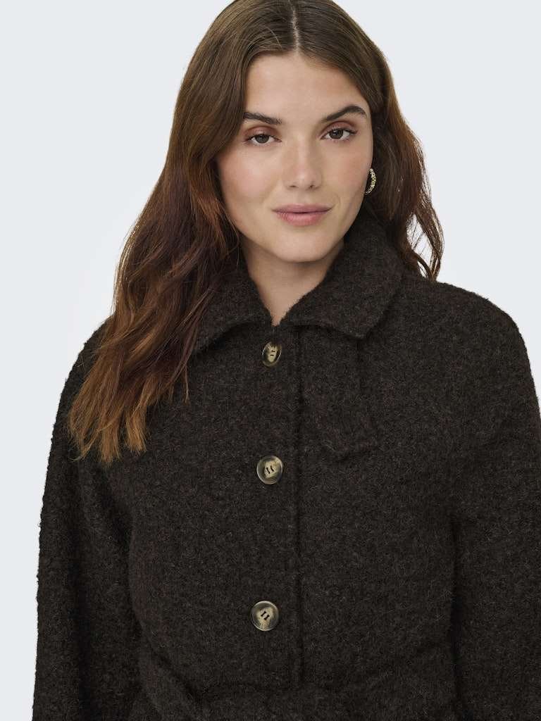JDY NEVADA BOUCLE BELT COAT, Kåpe, Jakke,Chocolate Torte, Mørk brun - Bilde 4