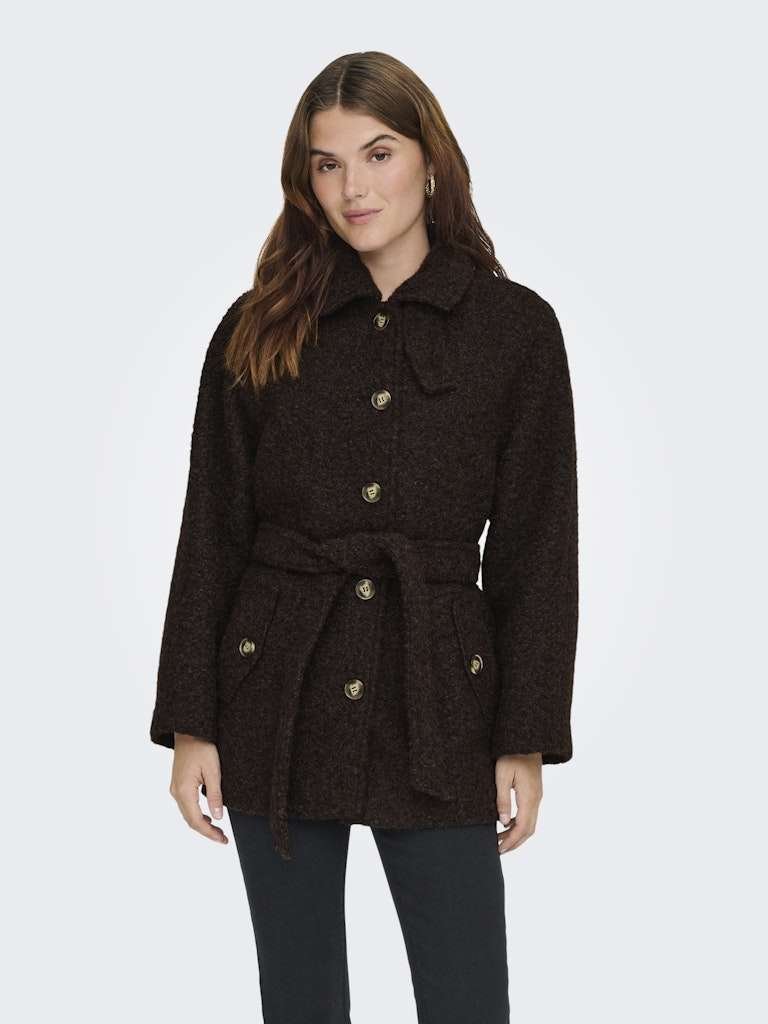 JDY NEVADA BOUCLE BELT COAT, Kåpe, Jakke,Chocolate Torte, Mørk brun - Bilde 6