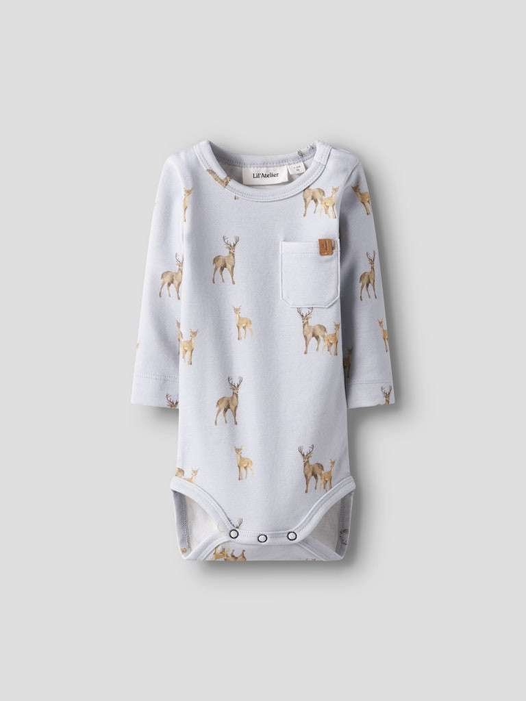 LIL ATELIER LAYO GEO LS SLIM BODY LIL, Gray Dawn DEER
